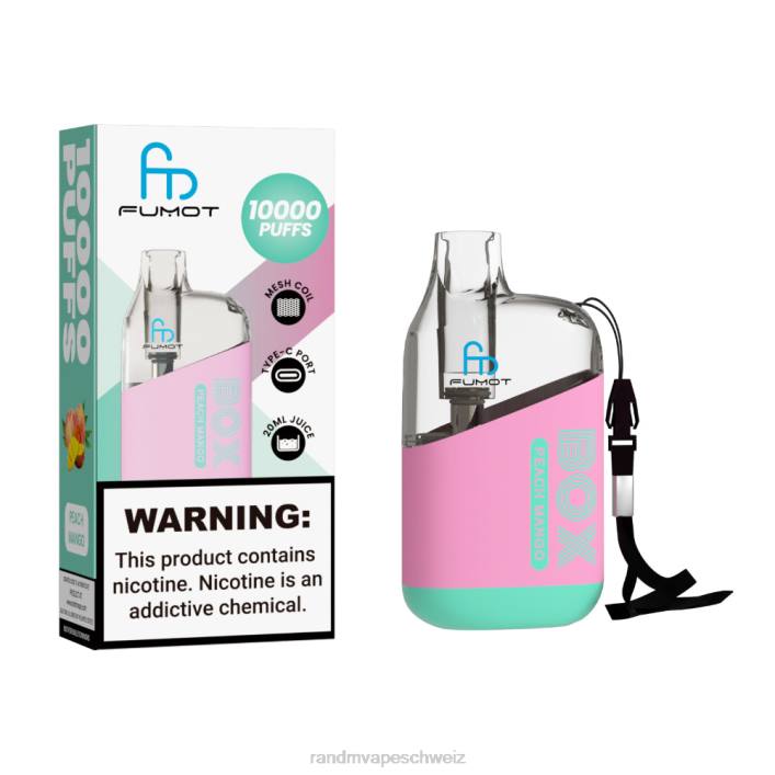 Fumot RandM Vape | Fumot Original RandM Tornado Box 00P290 10000 Airflow Control Vape-Gerät 1St Pfirsich-Mango